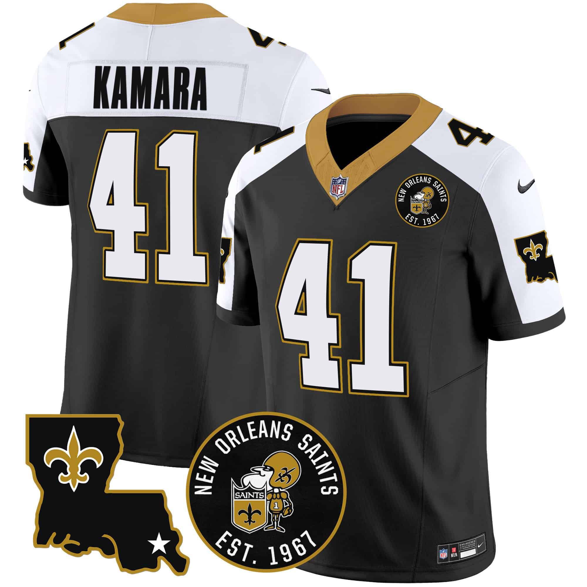 Men New Orleans Saints #41 Kamara Black 2024 Nike 1967 Patch Vapor Limited NFL Jersey